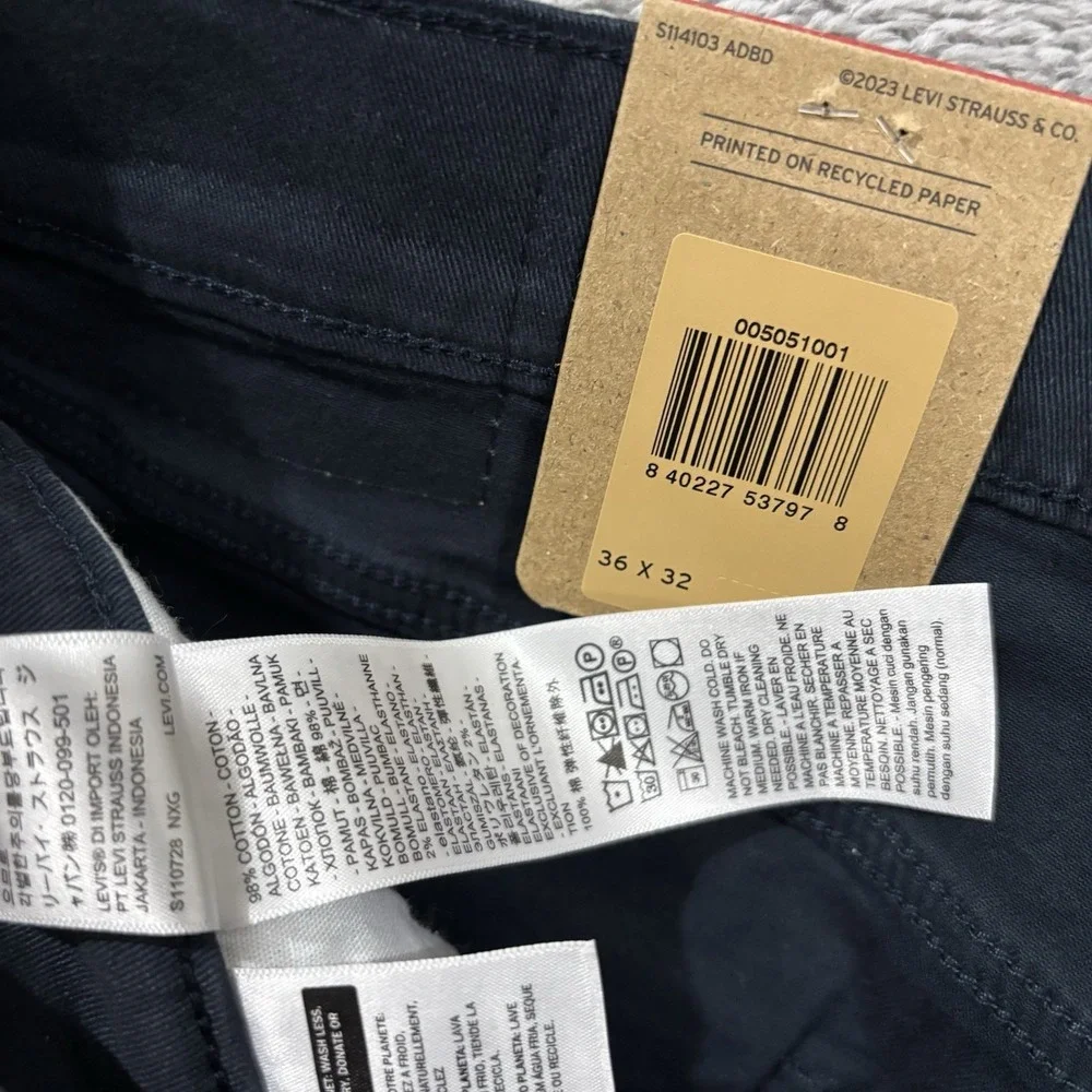 Levi's 505 Jeans Men's 36x32 Straight Mid Rise Premium Soft Twill Navy Blue